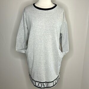 Soho sweatshirt dress LOVE graphic repeats along hem Size Large